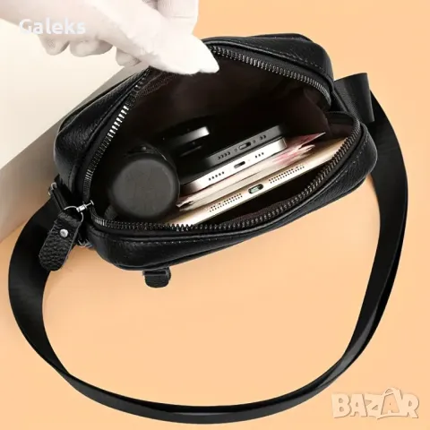 Бутикова, удобна и практична чантичка за през рамо /Черна и Кафява естест. кожа!, снимка 12 - Чанти - 50333573