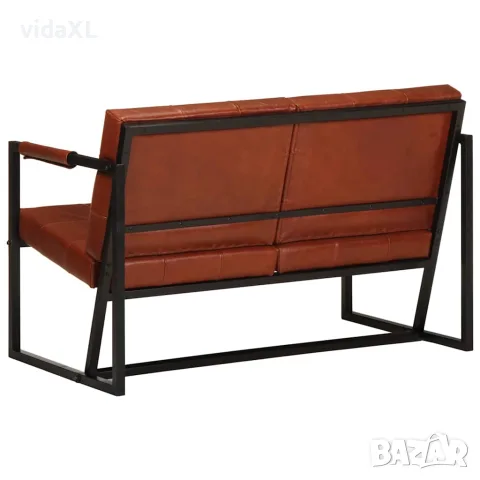 vidaXL 2-местно канапе, кафяво, естествена козя кожа, снимка 4 - Дивани и мека мебел - 56148589