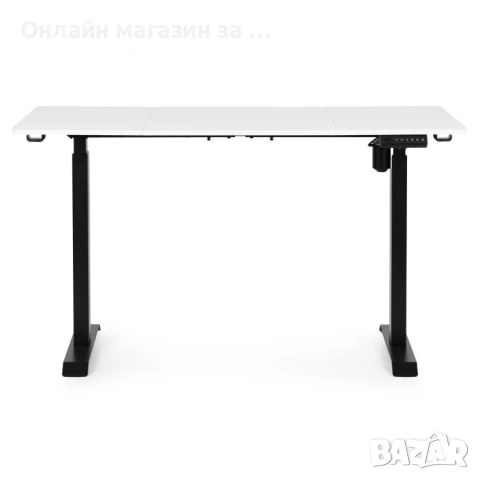 Електрическо бюро, 140x70 см, регулируема височина 76-121 см, бял с черен, ModernHome, снимка 5 - Бюра - 53781692
