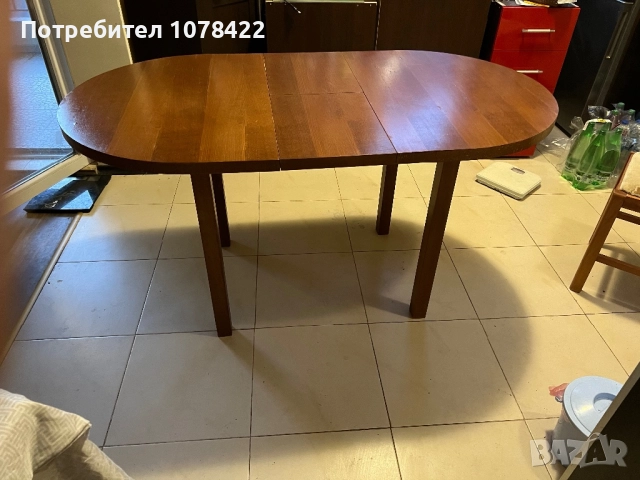 Продавам дървена овална маса за хранене, която се разтега., снимка 6 - Маси - 52722913