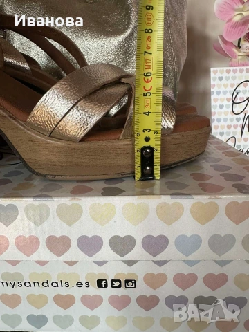 Дамски сандали Gabina/Oh, my sandals и златиста чанта-торба естествена кожа, снимка 7 - Сандали - 53755296