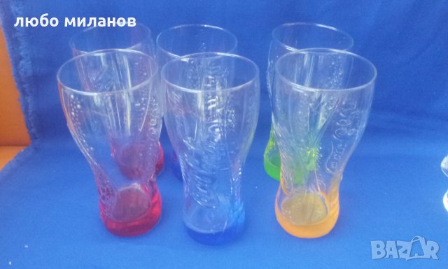 Чаши Кока Кола, цветни дъна, 6 бр, снимка 1 - Колекции - 34653237