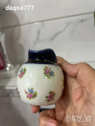 Винтидж порцеланова чаша за сметана/ мляко Nippon Japan, ръчно рисув цветя, кобалтово синьо и златно, снимка 10 - Антикварни и старинни предмети - 50739403