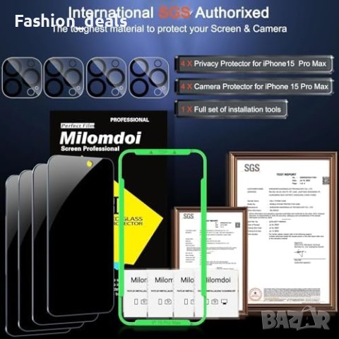 Нови 4 броя протектор за екран + 4 броя протектори за обектив Apple iPhone 15 Pro Max , снимка 3 - Калъфи, кейсове - 42506080