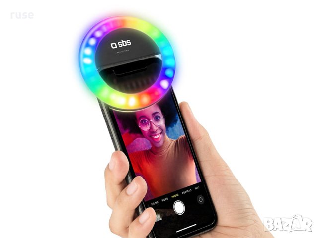НОВИ! Селфи ринг Cellularline Pocket с огледало цветна RGB LED , снимка 7 - Селфи стикове, аксесоари - 41249532