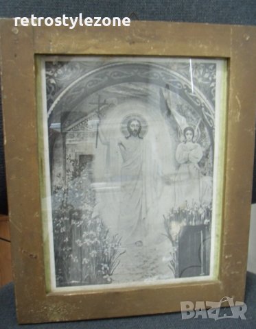 № 6756 стара икона / снимка с дървена рамка , снимка 3 - Други ценни предмети - 39313830