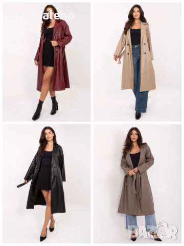 Дамско двуредно закопчаващо се палто Fango от еко кожа, 4цвята 