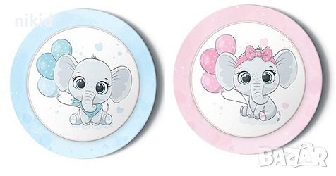 Слон слонче слончета 8 бр големи парти чинии чинийки