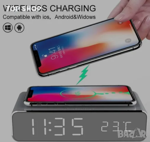 Цифров будилник,зарядно,LEDдисплей за iPhone X/XS/XR, iPhone 8, Galaxy S8/S7/S6 и други, снимка 7 - Apple iPhone - 48927099