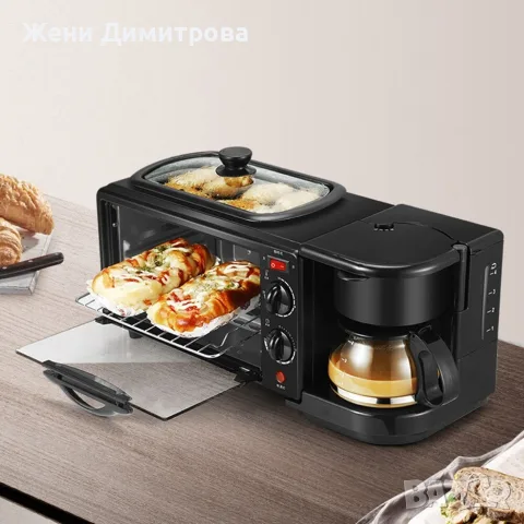 Многофункционална печка 3в1 - тостер фурна, мини фурна и кафемашина, снимка 4 - Печки, фурни - 56232641