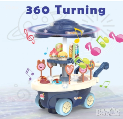 Детска количка със сладкиши и сладолед, снимка 3 - Играчки за стая - 52820969