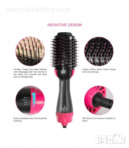 ЕЛЕКТРИЧЕСКА ЧЕТКА ЗА СУШЕНЕ И ИЗПРАВЯНЕ НА КОСА ONE STEP - код  2879, снимка 5 - Сешоари - 33910846