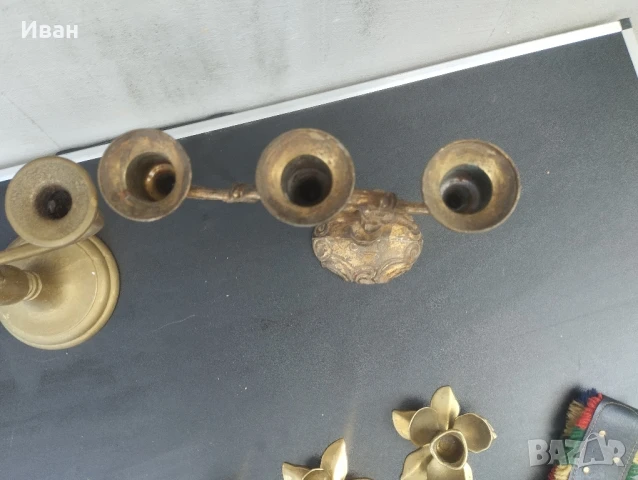 Месингов свещник 3ка, месингов свещник единичка , швейцарска хлопка , снимка 11 - Антикварни и старинни предмети - 51075409