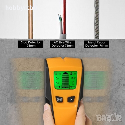 Цифров скенер за стена, детектор за дърво, метали, кабели, снимка 4 - Друга електроника - 36035620