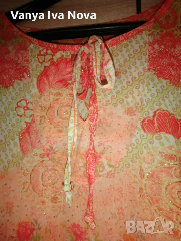 Блузка/туника в оранжево и зелено, снимка 6 - Блузи с дълъг ръкав и пуловери - 36207606