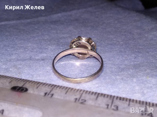 СРЕБЪРЕН АР ДЕКО СТИЛ СКЪПОЦЕНЕН ПРЪСТЕН СРЕБРО 925 с ШЛИФОВАН КАМЪК РОЗОВО КОТЕШКО ОКО 21661, снимка 9 - Пръстени - 41637842
