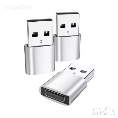 Преходник DeTech, USB C (F)– USB(M) OTG, Сив, снимка 1