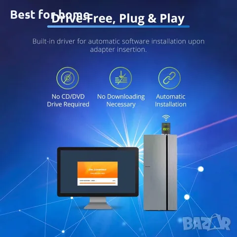 REDLUX USB WiFi Bluetooth адаптер, 600Mbps, снимка 4 - Друга електроника - 56132936