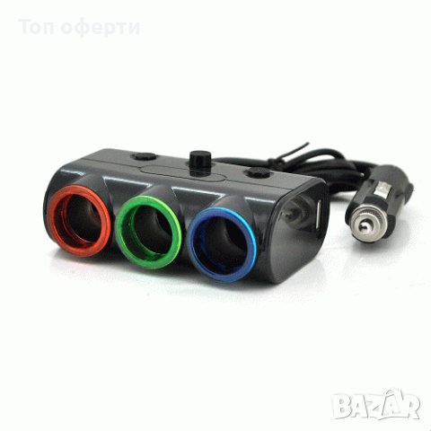 Разклонител на запалка 3 гнезда + 2 USB Olesson 1523, снимка 2 - Аксесоари и консумативи - 41749551