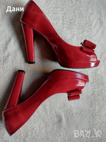 Дамски обувки на ток .Червен лак Honey GIRL, снимка 6 - Сандали - 34349282