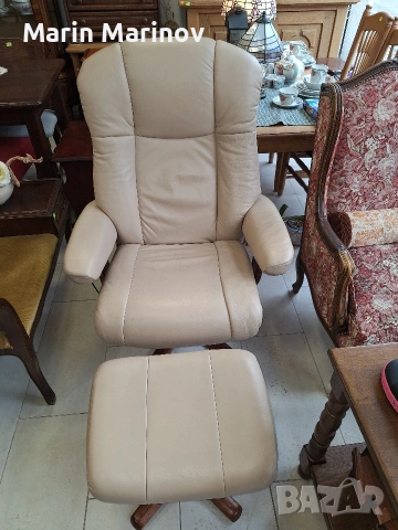 Кожено релакс кресло , снимка 2 - Дивани и мека мебел - 52077633
