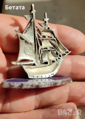 Сребърно преспапие кораб, подарък от сребро, сребърно преспапие, снимка 6 - Колиета, медальони, синджири - 47849505