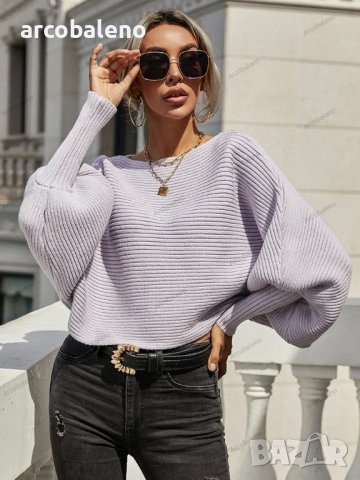 Дамски свободен пуловер с кръгло деколте и дълги ръкави, 2цвята - 023, снимка 5 - Блузи с дълъг ръкав и пуловери - 42682664