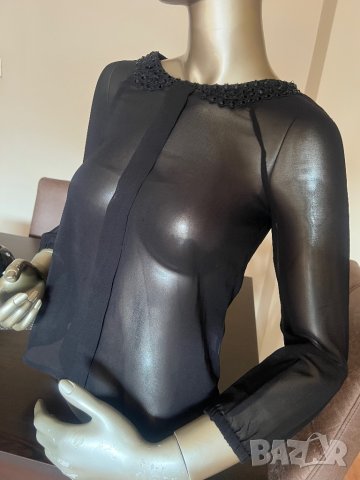 Дамска елегантна черна блуза с камъни !, снимка 5 - Блузи с дълъг ръкав и пуловери - 42402133