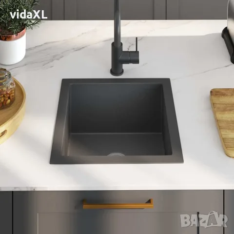 vidaXL Ръчно изработена кухненска мивка, черна, неръждаема стомана, снимка 3 - Мивки - 56147713