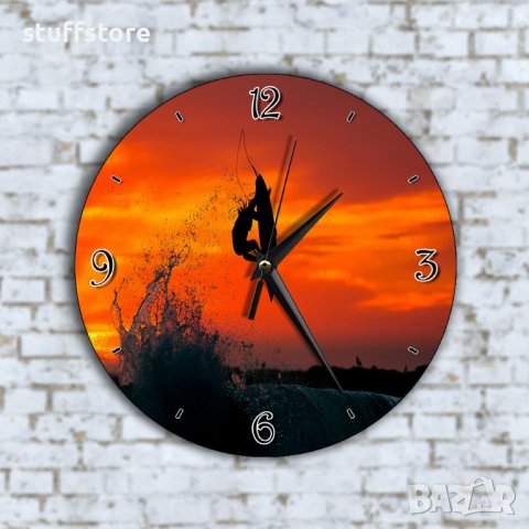 Стенен Часовник - Сърф Сърфист Сърфиране на Залез Слънце, снимка 1