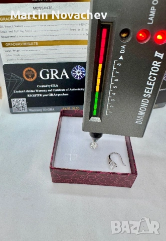 Сребърни обеци с мойсанит (Диамант) 1 карат, снимка 15 - Обеци - 53330907