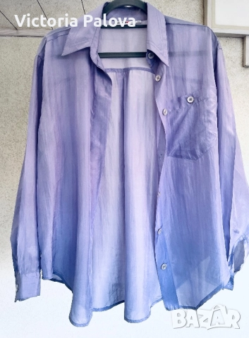 Копринена риза vintage MISS YOU цвят лавандула