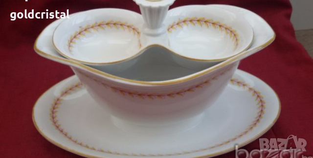 стар порцелан Чехословакия сосиера и солница , снимка 3 - Антикварни и старинни предмети - 18135840