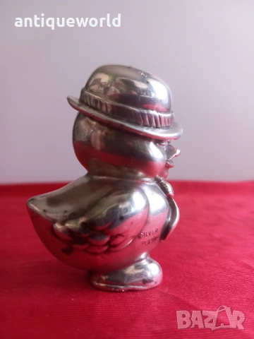 Сребърна Статуетка,Фигурка Пате,76гр Сребро 999, снимка 2 - Антикварни и старинни предмети - 53642634