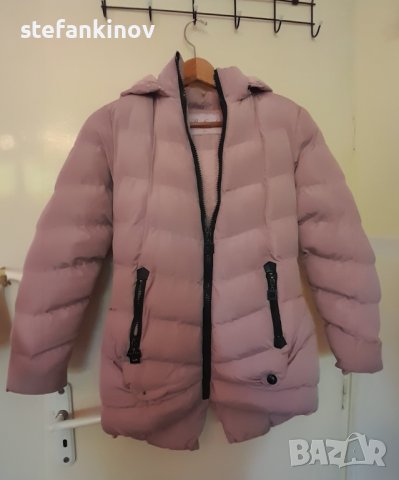 Детско зимно яке 12г. розово с качулка за момиче