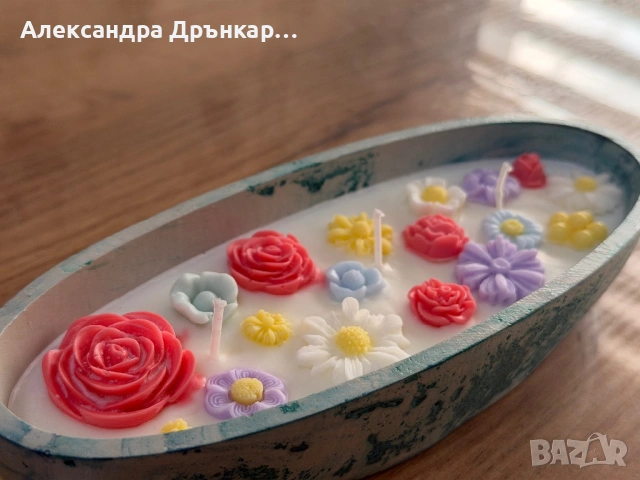 Ръчно изработена соева свещ Букет 