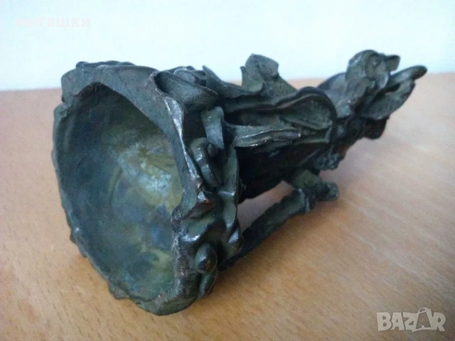 Старинна бронзова статуетка, снимка 6 - Статуетки - 53829403