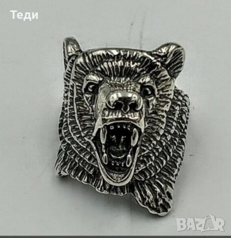 Сребърен пръстен Мечка тотем за здраве и храброст