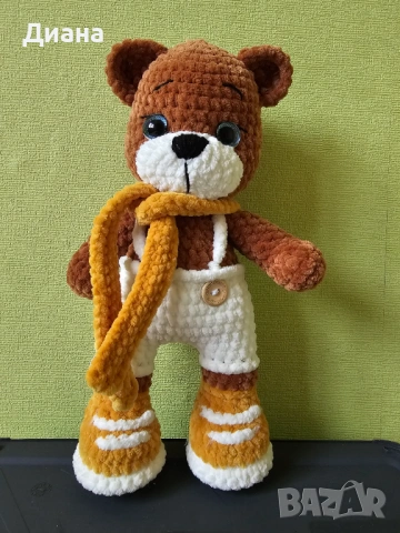 Ръчно плетена играчка мече, снимка 2 - Плюшени играчки - 53282676