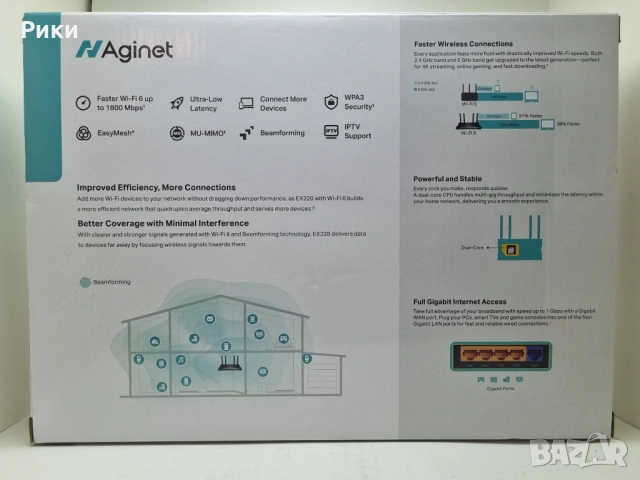 Рутер TP-Link EX220 (AX1800), снимка 2 - Рутери - 53866997