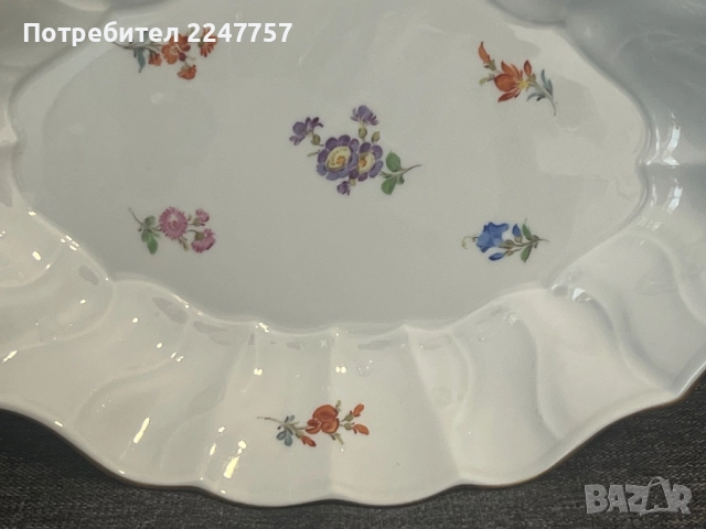 Овално плато порцелан Meissen, снимка 6 - Антикварни и старинни предмети - 51522467