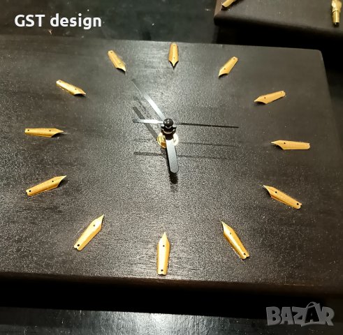 Часовник Стенен Топ Дизайнерски Ръчна изработка Уникат Дърво и златни Veri писци, снимка 10 - Стенни часовници - 41246366