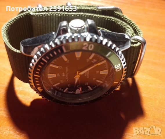 Часовник Хамилтон в зелен цвят, снимка 3 - Мъжки - 52031054
