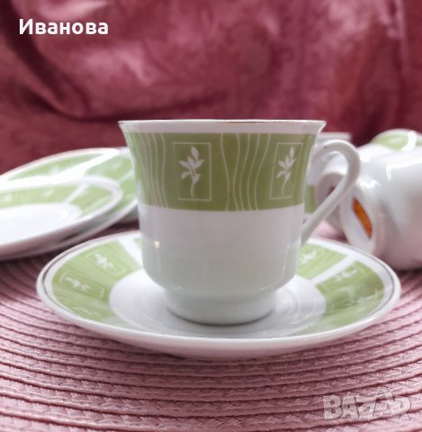 4 сетчета за късо кафе в бяло и зелено с ПоДаРъК пето сетче и лъжички, снимка 5 - Сервизи - 41543577