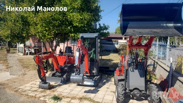 Строителна мини техника: Мини багери и мини товарач в готовност за работа