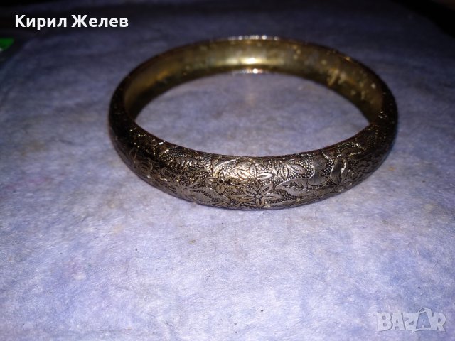 СТАРА ФЛОРАЛНО ОРНАМЕНТИРАНА СРЕБРИСТА СТОМАНЕНА ВИНТИДЖ - АРТ СТИЛ ГРИВНА 26613, снимка 5 - Гривни - 41096225