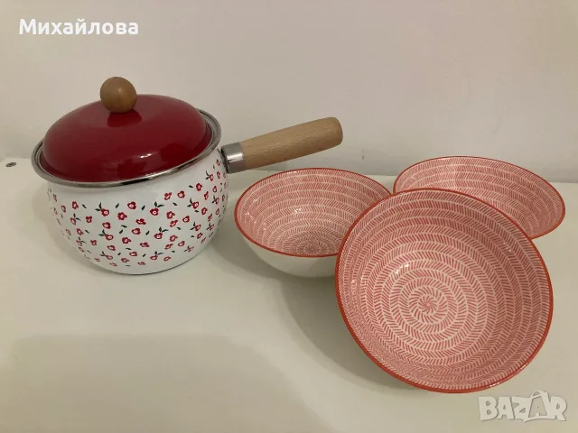 Очарователен кухненски комплект в ретро стил- тенджера с три купи, снимка 4 - Други - 56191659