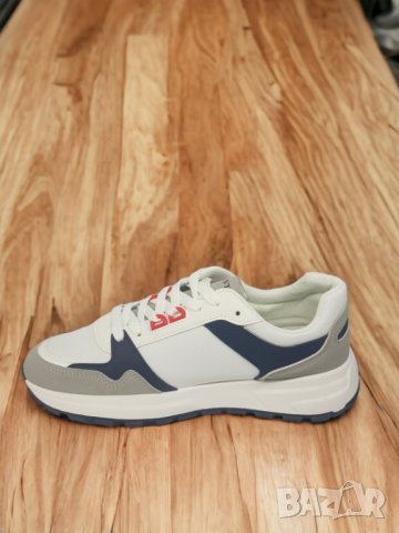 Мъжки маратонки в бяло, синьо и сиво код319, снимка 2 - Маратонки - 44342465