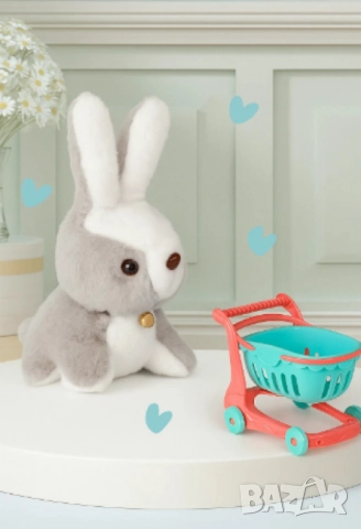 Сладурско плюшено зайче с пазарска количка, снимка 5 - Други - 52093491