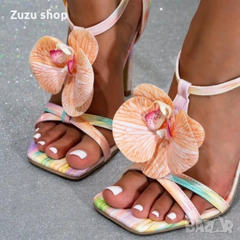 Дамски обувки с орхидея на ток, снимка 3 - Дамски обувки на ток - 50917870